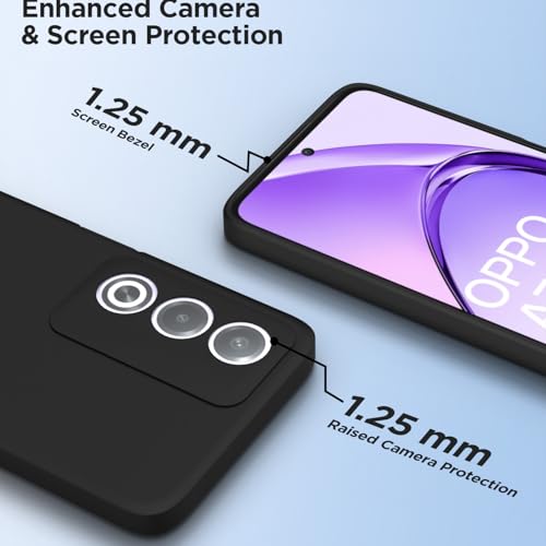 Image of Outlouders Back Cover for Oppo A3 Pro 5G | Camera Protection | Durable Soft Matte Silicone Bumper Case (Black)