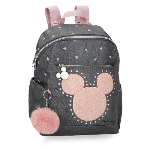 Disney Joumma Mickey Studs Zaino Casual Nero 25,5 x 35 x 14 cm Poliestere 12,5 L, Nero, Zaino Casual