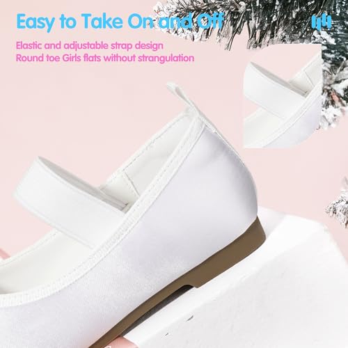 Hehainom Toddler Girls Dress Shoes Flower Girl Toddler Flats Wedding Church Party Bow Little Kids Mary Jane Shoes4