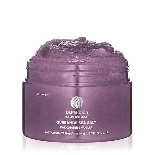 Dr.Melaxin Guerande Sea Salt Perfume Exfoliating Body Scrub for Smooth Skin Body, Amber & Vanilla Scent