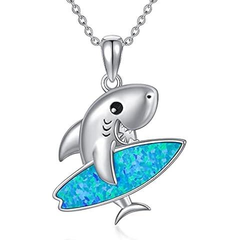 RMREWY Animal Necklace for Women 925 Sterling Silver Dainty Cute Animal Charm Jewelry Delicate Pendant Necklace Birthday Graduation Gift For Women Girlfriend Mom, Sterling Silver, synthetic opal Cover