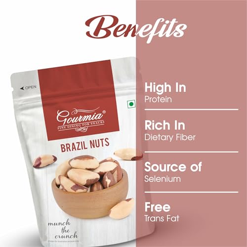 Image of Gourmia Premium Brazil Nuts 200g, Superfood, Brazilian Nut without Shell, Healthy Crunchy Protein Snack, Rich in Dietary Fibre