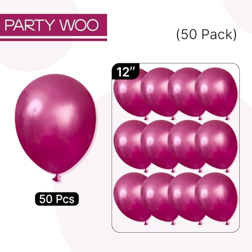 Image of PartyWoo Dark Purple Balloons 50 pcs 12 Inch Pearl Grape Plum Shades Balloons for Birthday Gender Reveal Baby Shower Anniversary Graduation Wedding Party Decorations Purple-Z07