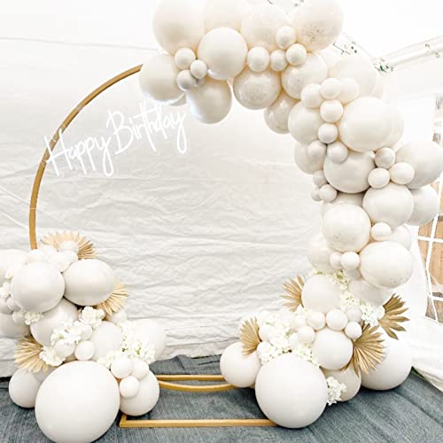 Image of PartyWoo White Sand Balloons, 100 pcs White Balloons Different Sizes Pack of 18 Inch 12 Inch 10 Inch 5 Inch for Balloon Garland Arch as Party Decorations, Birthday Decorations, Baby Shower Decorations