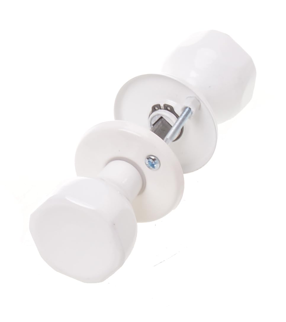 Bouton de porte rotatif avec rosace PZ | Poignée de porte | Set complet de boutons de porte avec boulons et vis (blanc)