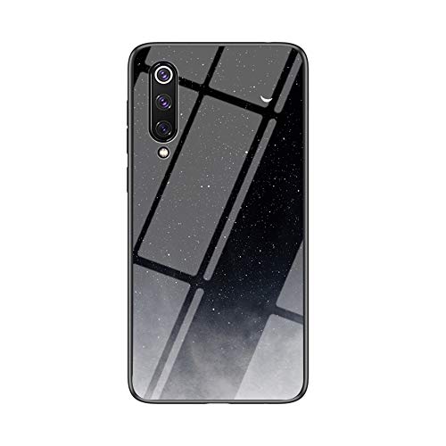 MadBee Funda para Xiaomi Mi 9 Se [con Protector de Pantalla],9H Cristal Templado [Cielo Estrellado] + Borde de TPU Silicona Suave Fundas Case Cover (Cielo Estrellado Negro)
