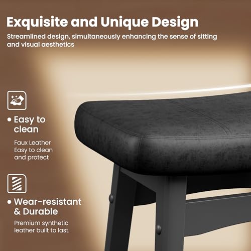 Image of PHI VILLA Counter Height Bar Stools Set of 3, Solid Wood Barstools