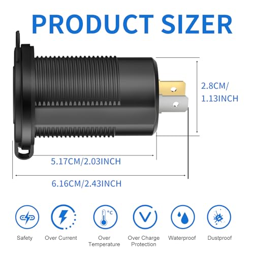 Image of 2 Pack Dual PD 30W USB C Port and Dual Quick Charge 3.0 Port 12V USB Outlet with Power Switch, 78W Multiport Car Charger Socket Waterproof DIY Accessories for Car Boat Marine Motorcycle RV ATV