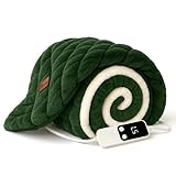 Rihazai 電気毛布 ひざ掛け 電気ブランケット 超滑らか触感 厚手保温 5段温度調節 切タイマー 省エネ 丸洗い可能（洗濯機/手洗い対応） 掛け・敷布団両用 ポリエステル ふわふわ 170*130cm PSE認証済 ダニ退治 DRMTYGG001 (ダークグリーン)