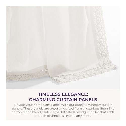 Lush Decor Rosalie Light Filtering Window Curtain Panel Set- Pair- Vintage Farmhouse & French Country Style Curtains - Image 2