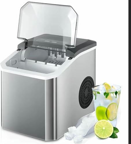 Ice Maker Countertop, Portable Ice Maker Machine, 9 Bullet Ice Ready in 7 Mins 2 Sizes, 26 Lbs/24h, Self-Cleaning Ice Makers with Ice Scoop and Basket for Home Kitchen Bar Party,Black