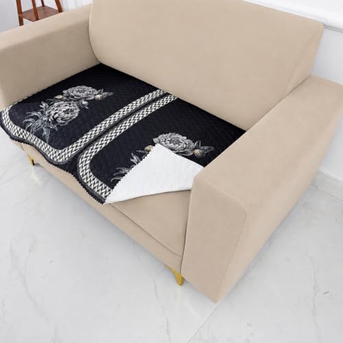 Image of Homerz 'Brooklyn Series' Premium Sofa Cover | Quilted Floral Design | Non-Slip Washable Sofa Protector | Soft Anti Slip Fabric (Ny Grey, 2 Seater, Only Seat Cover)