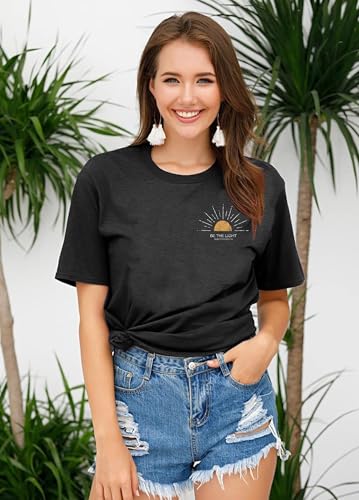 Christian Tshirts Women Be The Light Shirts Religious Tees Casual Faith Short Sleeve Tops3