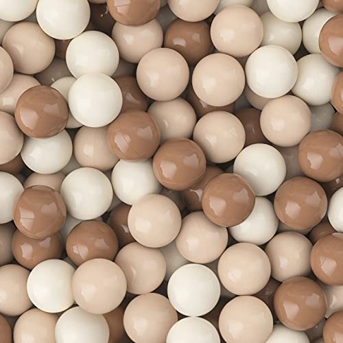 Image of GOGOSO Ball Pit Balls for Toddlers Phthalate-Free BPA-Free Non-Toxic Crush Proof Soft Plastic Play Balls Baby Kids Shape Tent Pool Playhouse Playpen Party Decor,Coffee Brown Beige,100PCS