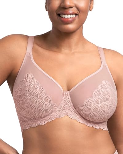 Image of HSIA Minimizer Bras for Women Large Bust Full Coverage Lace Plus Size Bra - Mermaid Scales