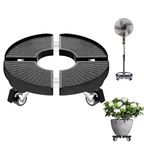 VitalBloom 植木鉢台 フラワースタンド ブレーキ付き移動花台 伸縮タイプ プランタースタンド 360°移動便利 滑り止め 38.1-55.8cm 伸縮可能 円形と矩形対応 高さ9.4㎝ 耐荷重200kg (ブラック)