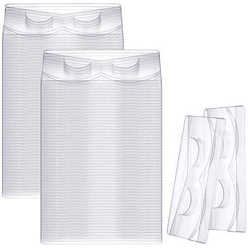 200 Pieces Rectangle Clear Lash Trays Holder Plastic Transparent Eyelash Trays for False Eyelash Packaging Box Eyelash Storage Case for Makeup and Beauty Salons