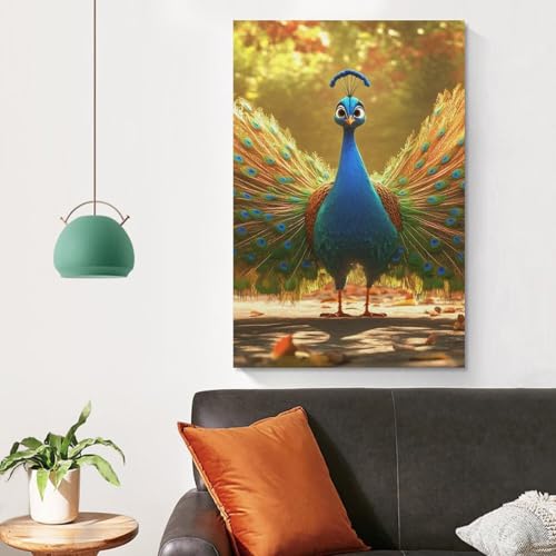 Cuadros modernos en lienzo impreso de alta resolución pavo real 50x75cm para decoración 4
