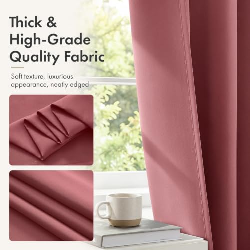 Image of MIULEE 4 Panels Short 36 Inch Blackout Kitchen Window Curtain Dusty Rose | Light Blocking, Cafe Curtains, Room Darkening Thermal Insulation, Privacy Protection, Half-Tier Curtains for Small Windows