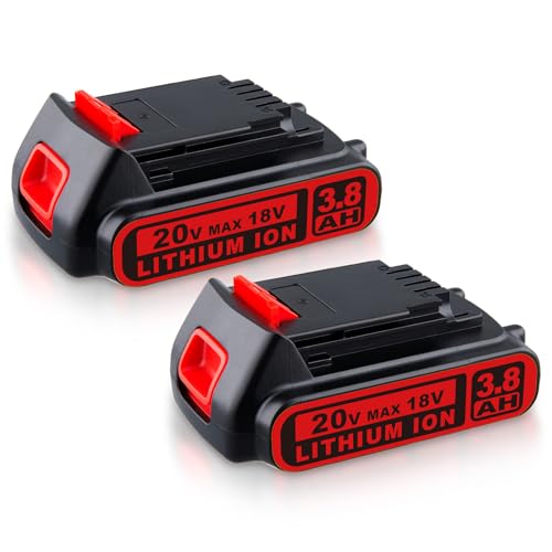2Pack LBXR20 18V 3.8Ah battery Replacement for BLACK+DECKER 18V Battery Compatible with BLACK+DECKER 18V BL2018 LBXR2020-OPE LB20 LBX20 BL2018-XJ GKC1825L GTC1850L20 STC1820 Cordless Tools (20V Max)