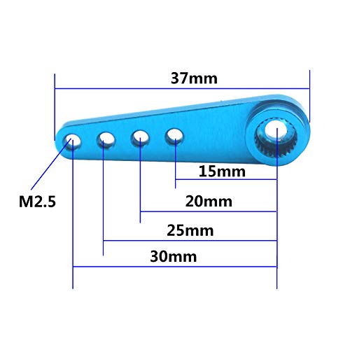 3Pack Vgoohobby 25T Aluminum Alloy Servo Horn Extension Steering Arm 37Mm Compatible With Futaba Savox Power Hd Hsp Himoto Mg995 Mg996 Servos 1/10 Redcat Trx-4 Axial Scx10 Rc Car (Blue) #TOP1