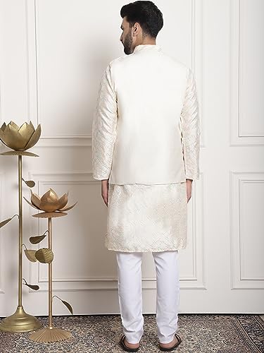 Image of SOJANYA (Since 1958 Men's Silk Blend Kurta and Pyjama with Nehru Jacket