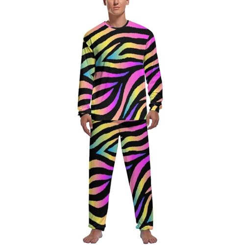 Pyjama homme manche longue à rayures arc-en-ciel ensemble confortable