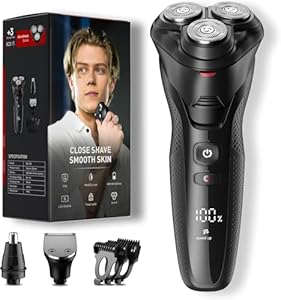 FitSan Rasierer Herren Elektrisch:Nass- und Trocken Rotationsrasierer für Herren- IPX7 Elektrorasierer with Pop-Up Barttrimmer-LED-Anzeige/Was...