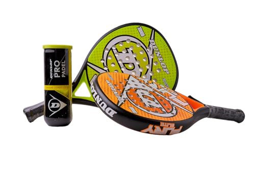 Pack 2 Palas Padel Dunlop Fury Amarilla, Naranja Bote Pelotas Padel Pro Pack 2 Palas Padel Dunlop Fury Amarilla, Naranja Bote Pelotas Padel Pro