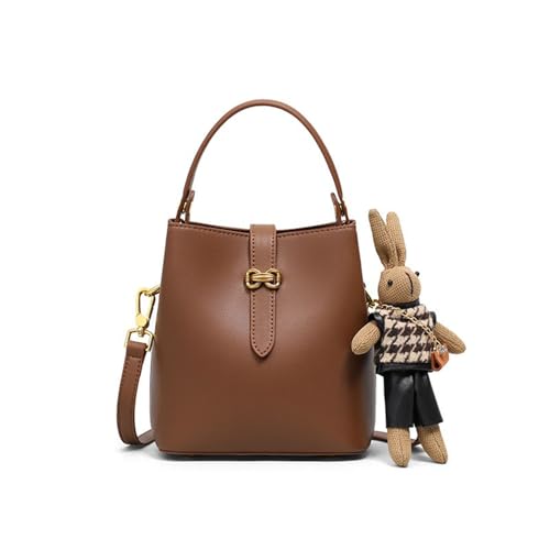 Mini minimalist casual bucket bag, multi-functional one shoulder cute rabbit pendant crossbody bag, handbag