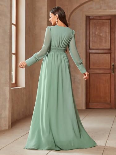 Image of TOLEEN Summer Casual Dresses for Women 2026 Spring Fashion Boho V Neck Long Sleeve Ruffle Floral Print Elegant Maxi Dress
