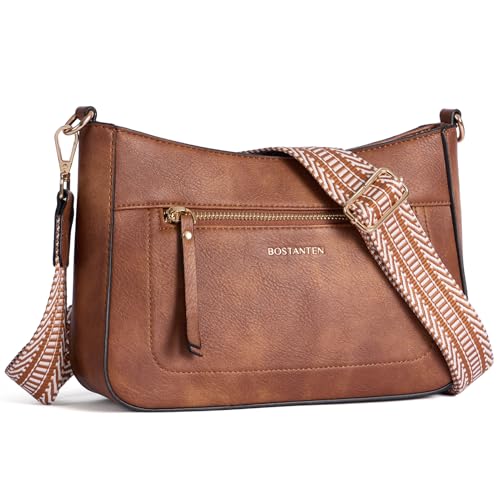 BOSTANTEN Crossbody Purses for Women Vegan Leather Shoulder Handbags Hobo Bag with Detachable Strap for Daily Travel & Work