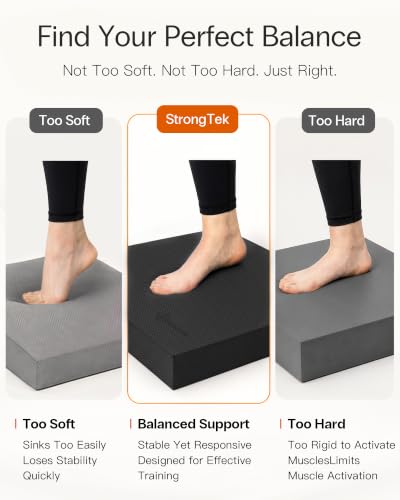Image of StrongTek Extra Wide Foam Balance Pad for Physical Therapy, 19 inch X 15.8 inch X 2.4 inch, High-Density TPE Foam Pad for Exercise, Enhanced Stability, Core Strength, Non-Slip & Water-Resistant, for Fitness, Yoga