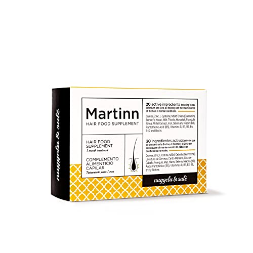 Martinn Hair Food Supplement de Nuggela & Sulé. Todas las Vitaminas y Minerales necesarios para el Crecimiento y Fortalecimiento del cabello. Quinoa, Zinc, Vitamina B12