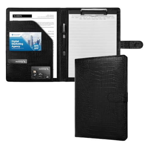Image of Clipboard Folder Padfolio, Mymazn Writing Portfolio Faux Leather Clipboards with Cover for Legal Pad Holder Letter Size A4 8.5 x 12 for Business Conference Notepad Clip Boards