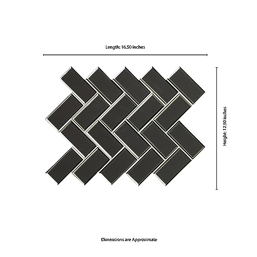 MSI Metallic Gray Bevel Herringbone Glass Tile for Kitchen Backsplash, Wall Tile for Bathroom, Accent Wall Tile, and Shower Wall Tile 13.86 in. x 11.08 in. Mesh-Mounted Mosaic Tile (10.6 sq. ft./case) by MSI - Image 5