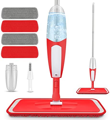 Spray Mop for Floor Cleaning, UMAYCOOL Floor Mop Microfiber Spray Mop Dry Wet Mop Dust Mop with 4 Reusable Mop Pads & 550ML Refillable Bottle for Cleaning Laminate, Tile, Wood, Hardwood Floor