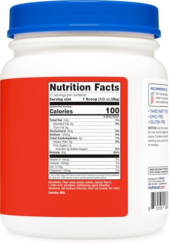 Image of Nutricost Clear Whey Protein Isolate Powder (Tropical Punch) 1 LB - 20g of Protein, 0g Added Sugar, GMO-Free, Gluten-Free