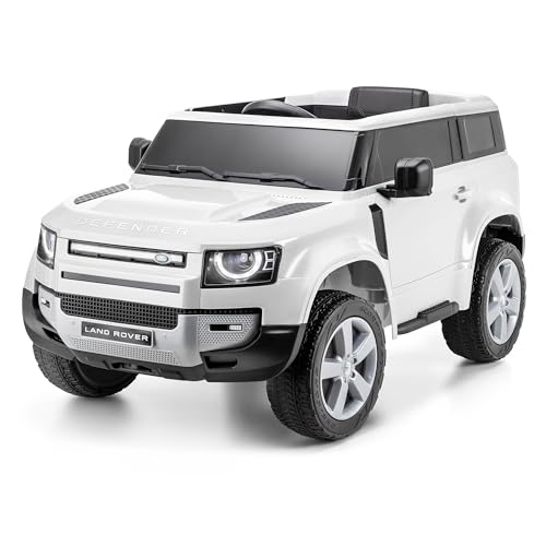 Xootz Land Rover Defender Electric Ride-On Car Battery Powered Kids Toy with Music, Lights and Opening Boot, Ages 2+, White