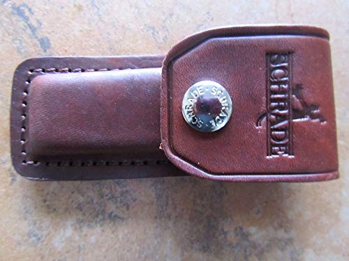 Old Timer LS1 Medium Size Brown Leather Belt Sheath with Button Clasp and Hard Exterior for Outdoor, Hunting, Camping and EDC
