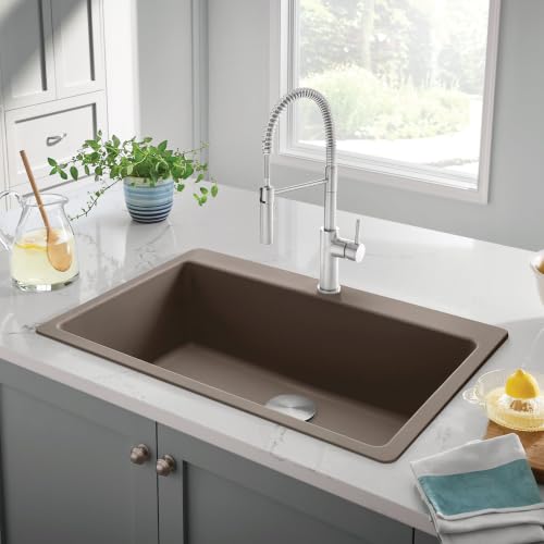 BLANCO 443198 Liven SILGRANIT 33" Super Single Drop-In/Undermount Kitchen Sink - Truffle by BLANCO - Image 4