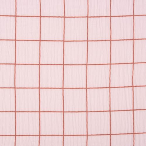Double Gauze Tissu en mousseline au mètre Motif carreaux Rose/marron Largeur 1,30 m Double Gauze Tissu en mousseline au mètre Motif carreaux Rose/marron Largeur 1,30 m