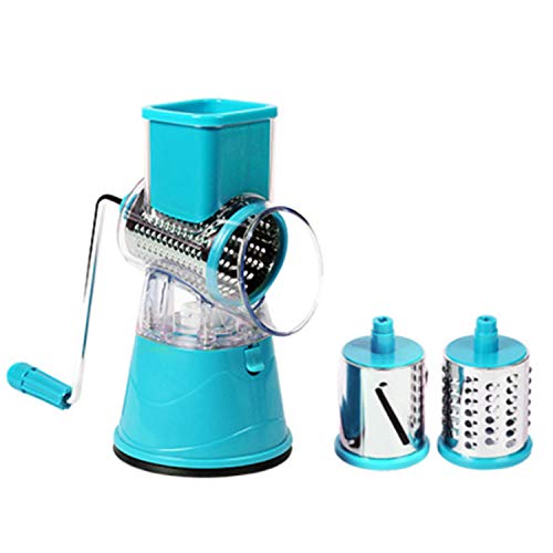 HUADEYI Picador Multifuncional Rallador Giratorio de Manivela Cocina Cortador de Tambor Tres en Uno con 3 Cuchillas...