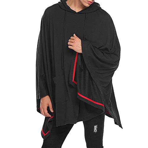 Maiyifu-GJ Men's Casual Hooded Poncho Cape Oversized Batwing Sleeves Hoodies Pullover Loose Fit Cloak Coat Top with Pocket4