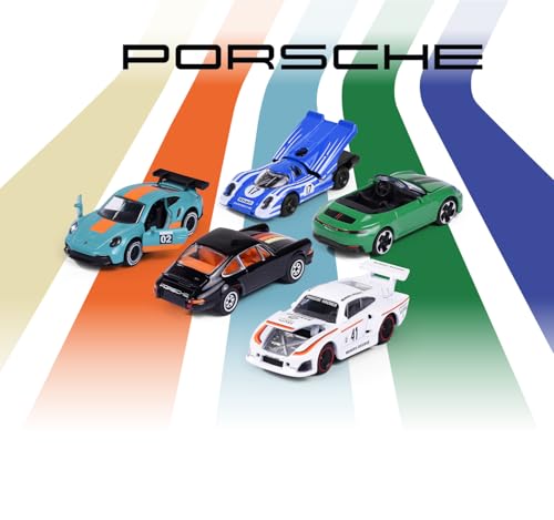 Image of Majorette Porsche 5 Pieces Gift Pack | Die-cast 7.5cm Metal Toy Cars Set | Officially Licensed Models | 5 Models with 2 Exclusives | Toy Cars for Collectors and Children from Ages 3+
