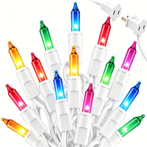 Brightown Multicolor Christmas Mini String Lights 100-Count 20ft Incandescent Bulb Fairy Lights for Indoor Holiday Decor Christmas Tree Garland Wedding Party Multi-Use Xmas Decoration White Wire
