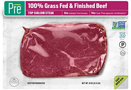 Pre, Top Sirloin Steak – 100% Grass-Fed, Grass- Finished, and Pasture-Raised Beef – 8oz.