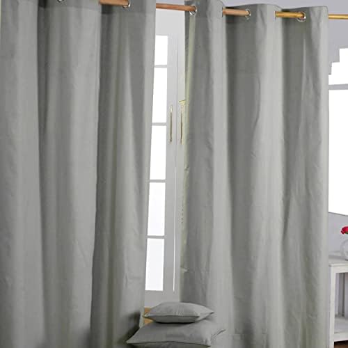 HOMESCAPES Orange Eyelet Curtain Pair 117cm (46") Wide x 137cm (54") Drop Plain Heavy Unlined Curtains
