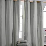 Dimensions : 137 x 182 cm HOMESCAPES – Paire de Rideaux à œillets Prêt-à-Poser – Uni Gris – 100% Coton – 137 x 182 cm
