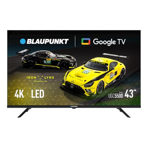 Blaupunkt Smart TV 43UGC5500S 43 Zoll 4K Ultra HD LED, Google TV mit Dolby Audio, HDMI 2.1 eARC, Bluetooth 5.1, WLAN, PVR und Kindersicherung, Schwarz